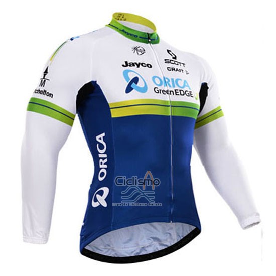 Orica Verdeedge Ropa Ciclismo Culotte Largo 2015 Mangas Largas Blanco y Azul
